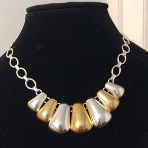 Gold and silver abstract shapes 16 in choker style necklace